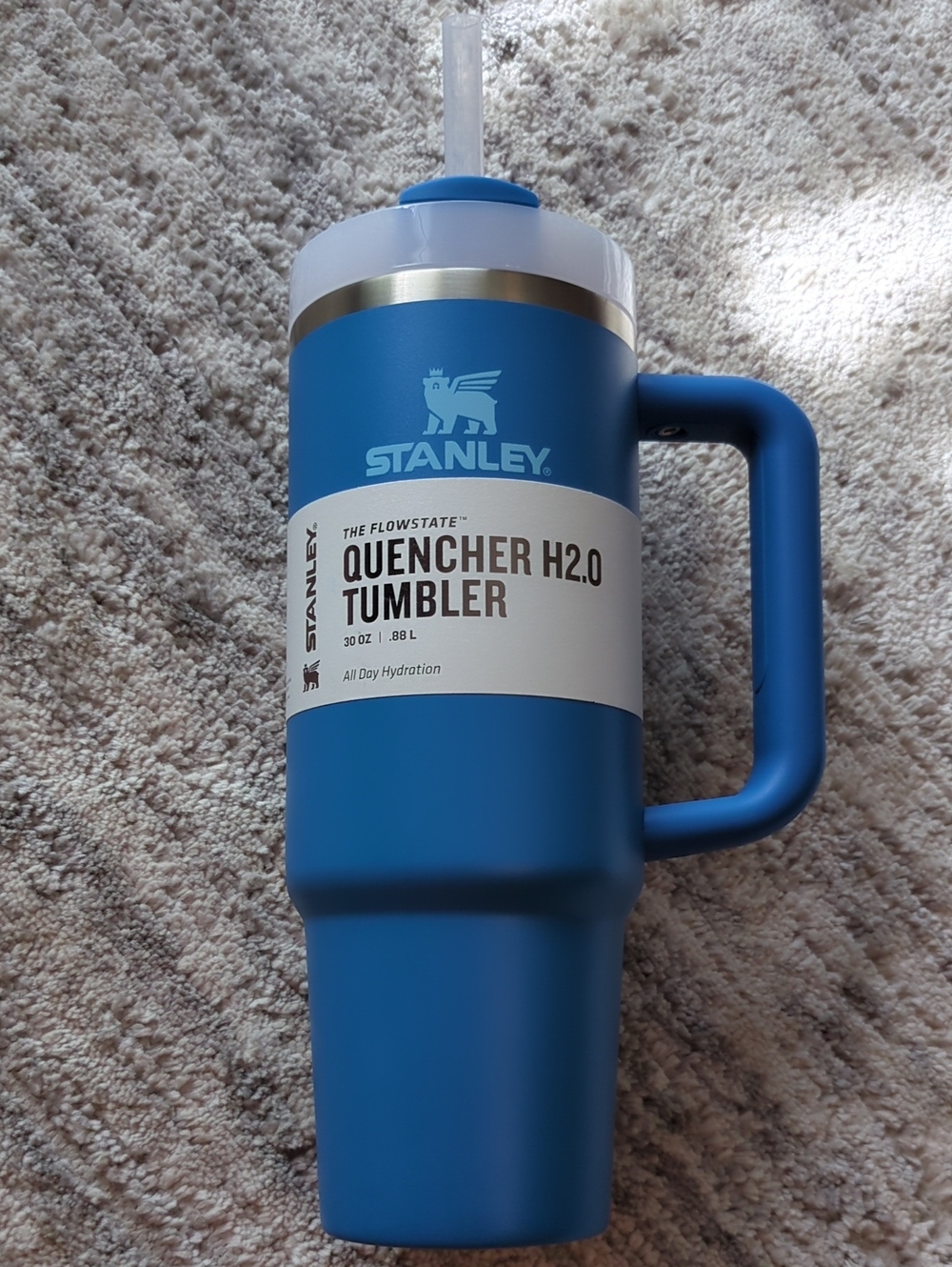 Stanley Blue Quencher H2.0 Tumbler with Handle and Straw 30 Oz